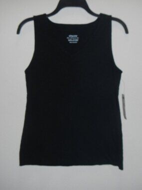 Chico’s 0 The Ultimate Tee Sleeveless Black V Neck Tank Top Small Minimalist